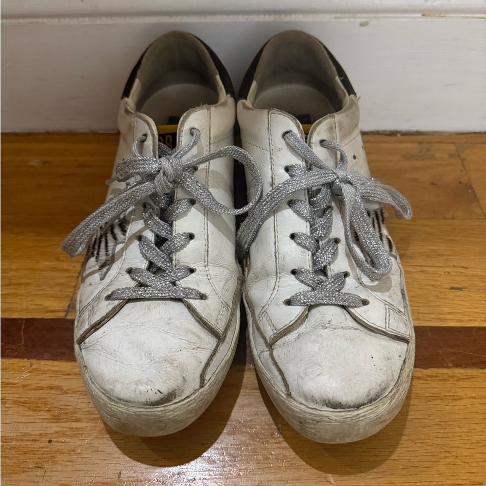 Golden Goose White and Gray Sneakers